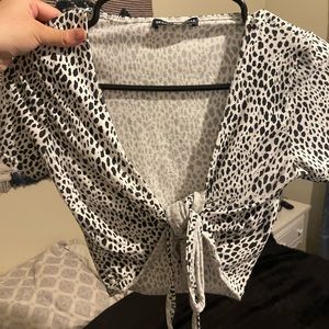 leopard dot print crop top